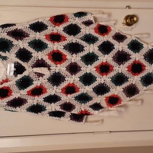 multi colored crochet granny square poncho